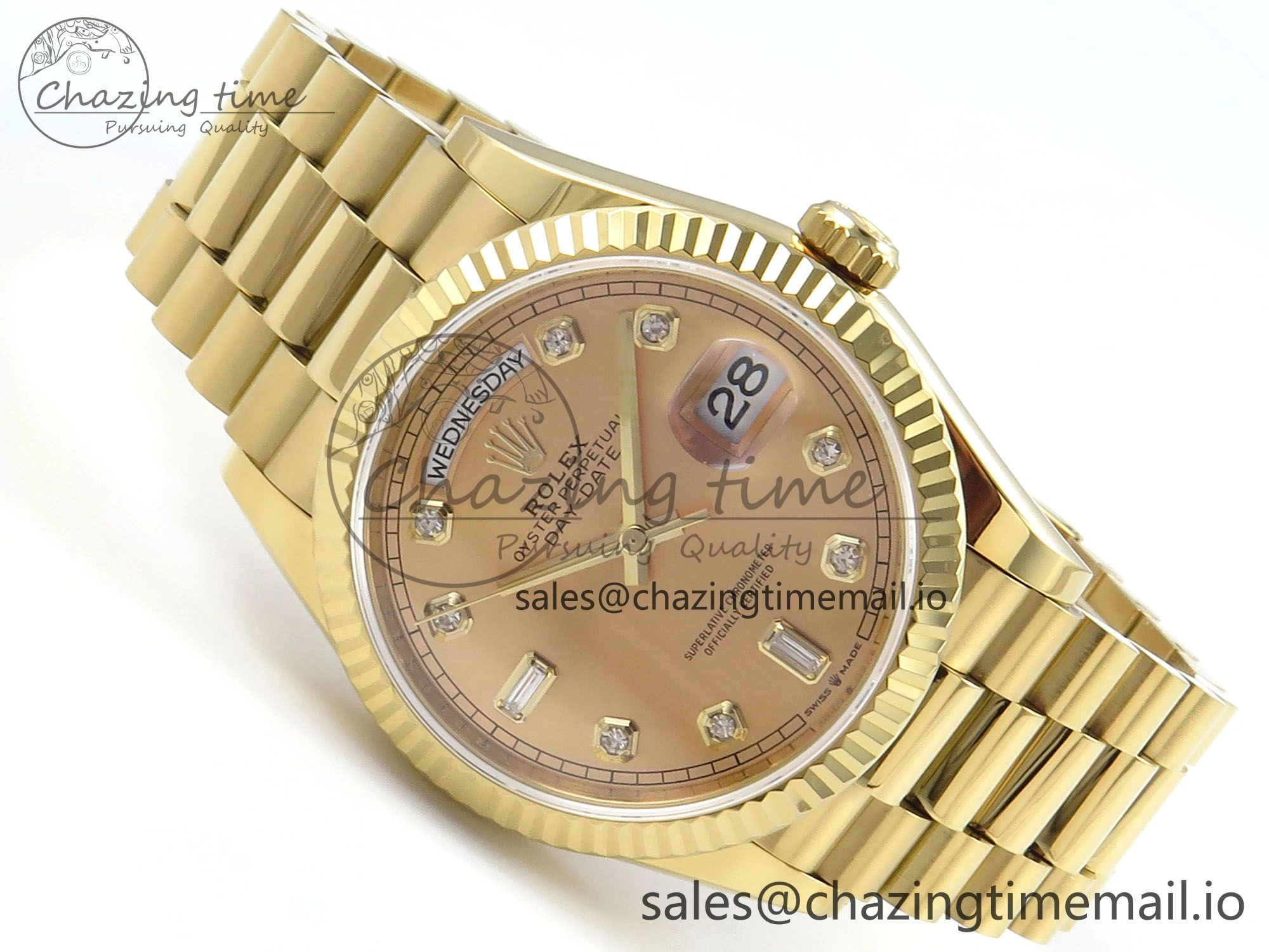 MultiPurpose Day Date 36 YG 128238 KF 1:1 Best Edition YG Diamonds Dial on President Bracelet A2836 (Gain Weight) 505