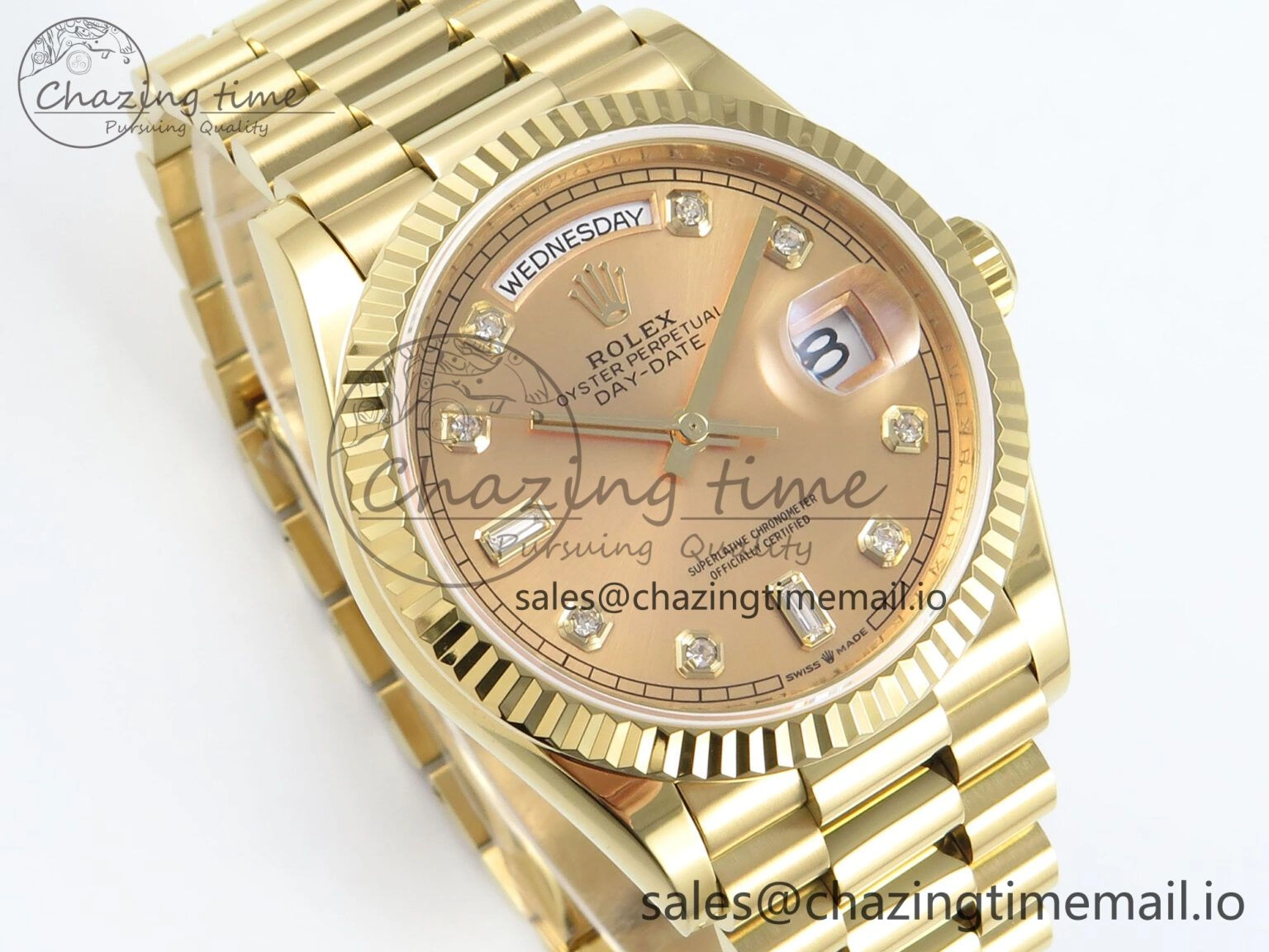 MultiPurpose Day Date 36 YG 128238 KF 1:1 Best Edition YG Diamonds Dial on President Bracelet A2836 (Gain Weight) 505