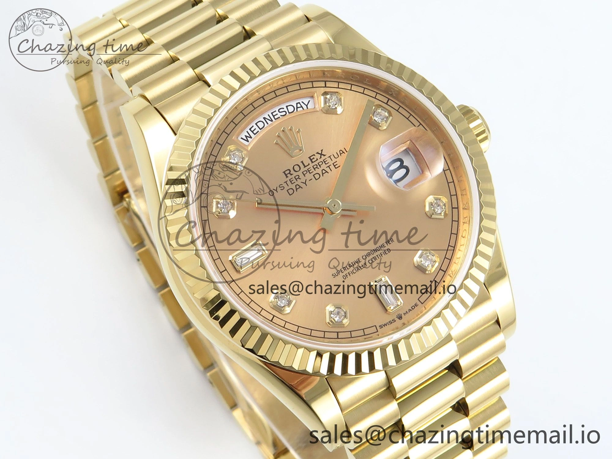 MultiPurpose Day Date 36 YG 128238 KF 1:1 Best Edition YG Diamonds Dial on President Bracelet A2836 (Gain Weight) 505