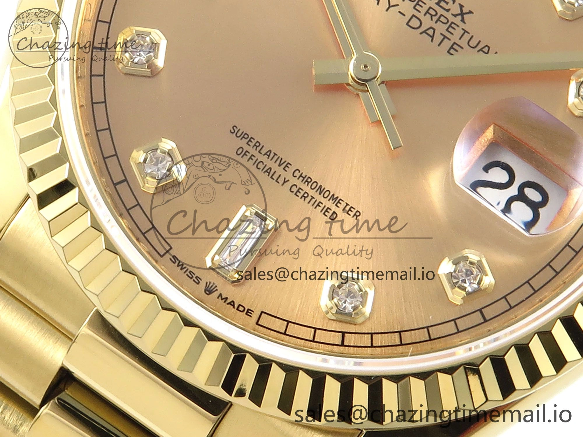MultiPurpose Day Date 36 YG 128238 KF 1:1 Best Edition YG Diamonds Dial on President Bracelet A2836 (Gain Weight) 505