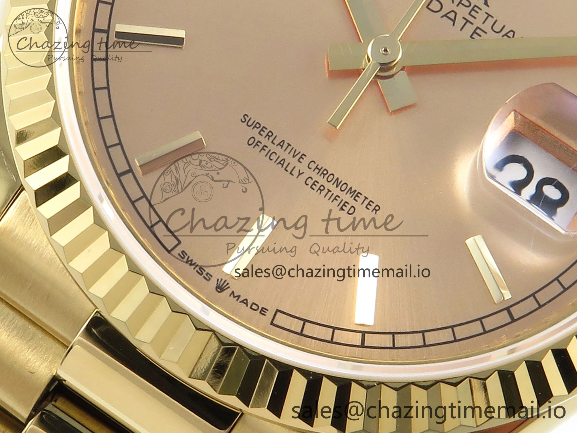 Stylish Day Date 36 YG 128238 KF 1:1 Best Edition YG Stick Dial on President Bracelet A2836 (Gain Weight) 504