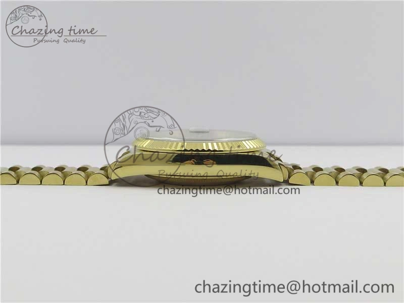 Day-Date 36 YG 128239 Bp Maker Best Edition Green Dial Crystral Markers on YG President Bracelet Minimalist 3133