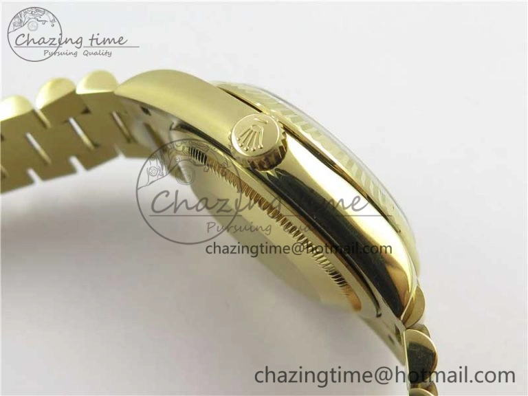 Day-Date 36 YG 128239 Bp Maker Best Edition Green Dial Crystral Markers on YG President Bracelet Minimalist 3133