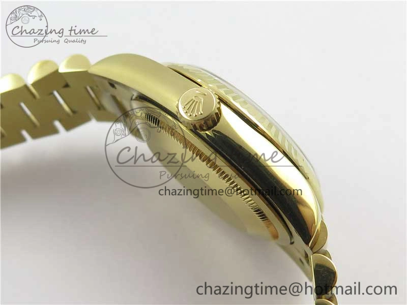Day-Date 36 YG 128239 Bp Maker Best Edition Green Dial Crystral Markers on YG President Bracelet Minimalist 3133