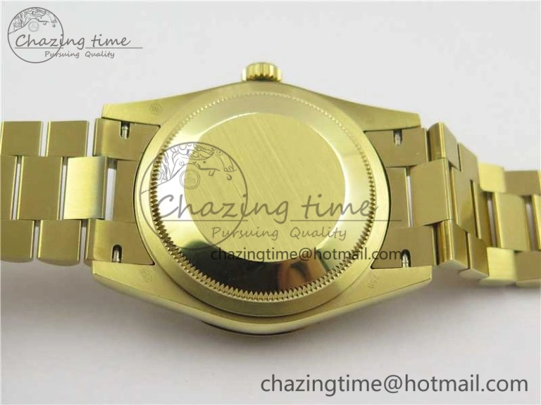 Day-Date 36 YG 128239 Bp Maker Best Edition Green Dial Crystral Markers on YG President Bracelet Minimalist 3133