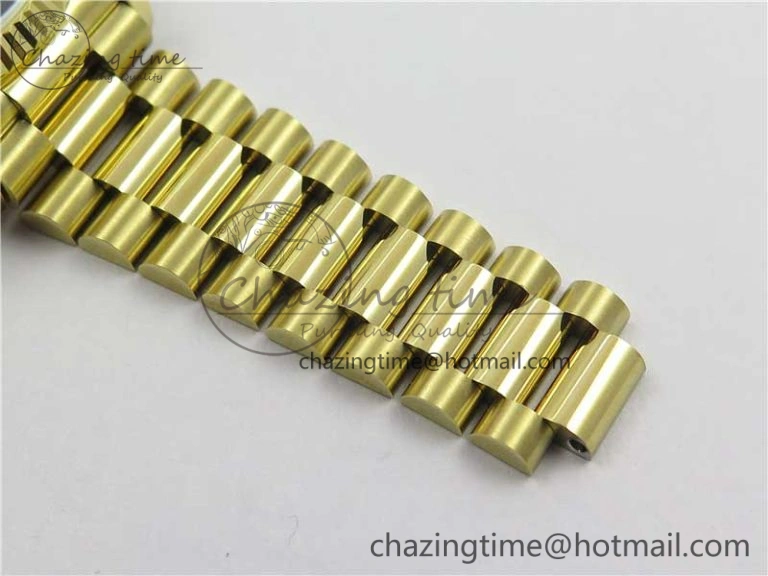 Day-Date 36 YG 128239 Bp Maker Best Edition Green Dial Crystral Markers on YG President Bracelet Minimalist 3133