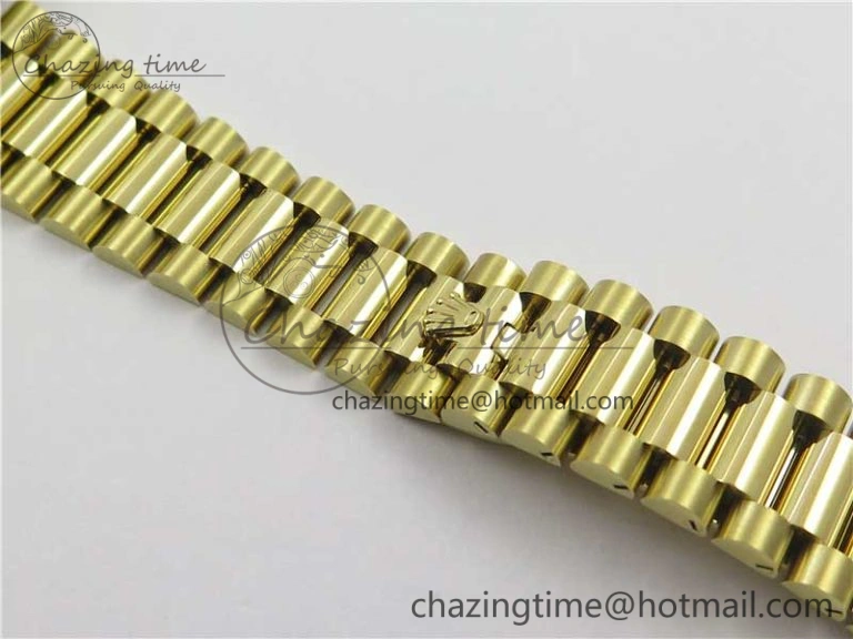 Day-Date 36 YG 128239 Bp Maker Best Edition Green Dial Crystral Markers on YG President Bracelet Minimalist 3133