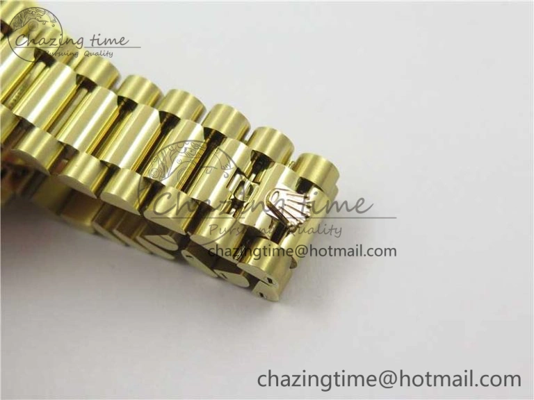 Day-Date 36 YG 128239 Bp Maker Best Edition Green Dial Crystral Markers on YG President Bracelet Minimalist 3133