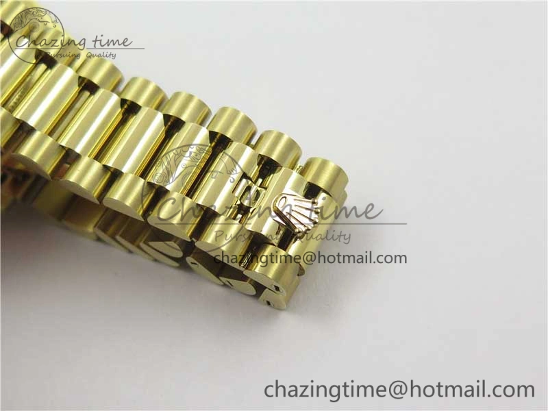 Day-Date 36 YG 128239 Bp Maker Best Edition Green Dial Crystral Markers on YG President Bracelet Minimalist 3133