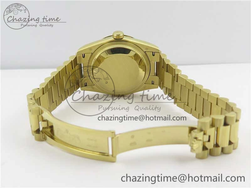 Day-Date 36 YG 128239 Bp Maker Best Edition Green Dial Crystral Markers on YG President Bracelet Minimalist 3133