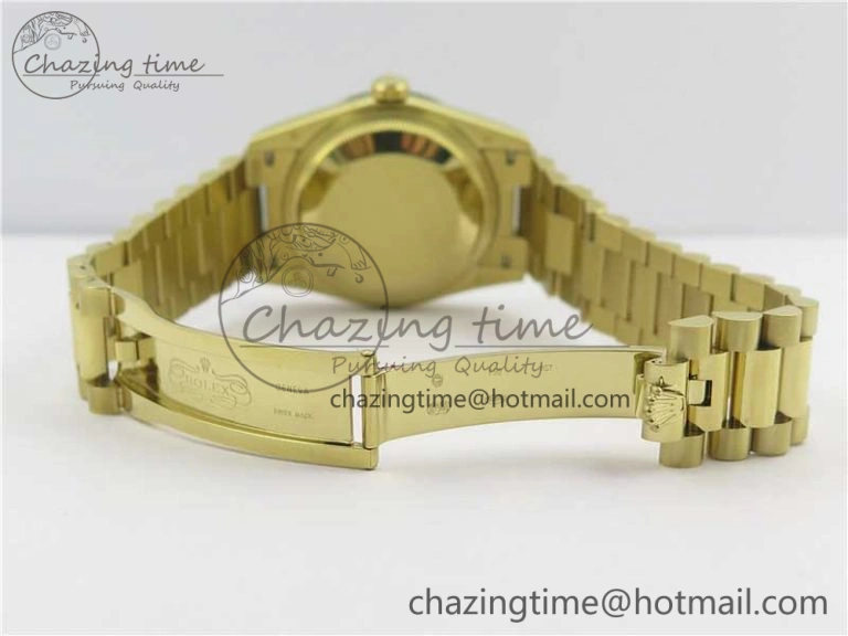 Day-Date 36 YG 128239 Bp Maker Best Edition Green Dial Crystral Markers on YG President Bracelet Minimalist 3133