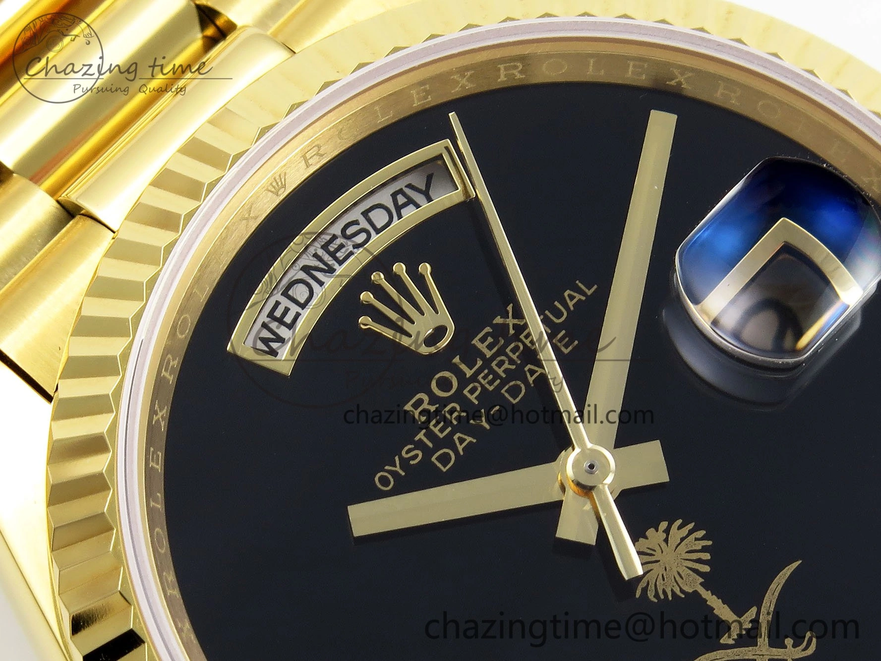 Day Date 36 YG RAF 1:1 Best Edition Black Oman Dial on YG Bracelet A GoodFit 1526