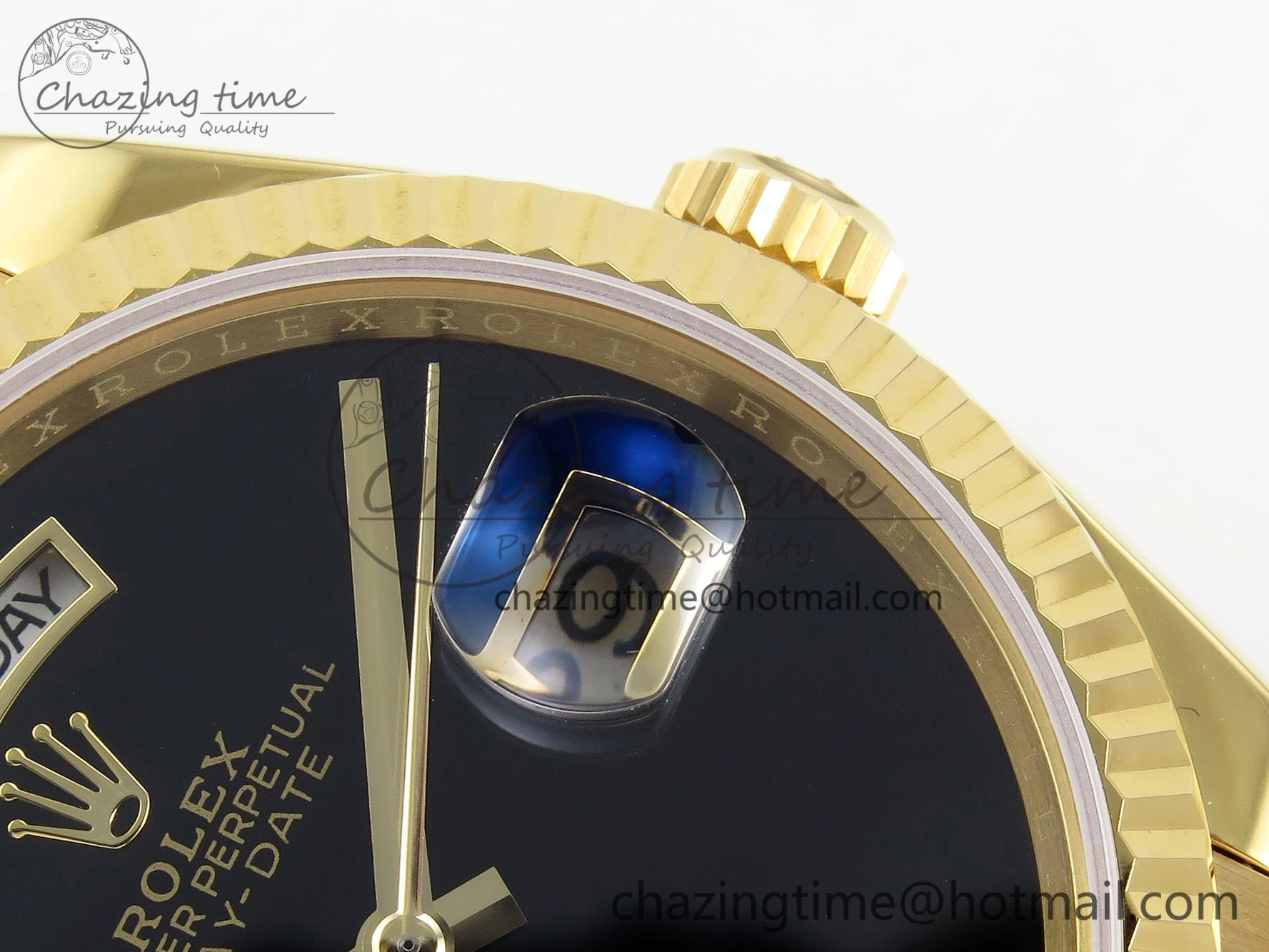 Day Date 36 YG RAF 1:1 Best Edition Black Oman Dial on YG Bracelet A GoodFit 1526