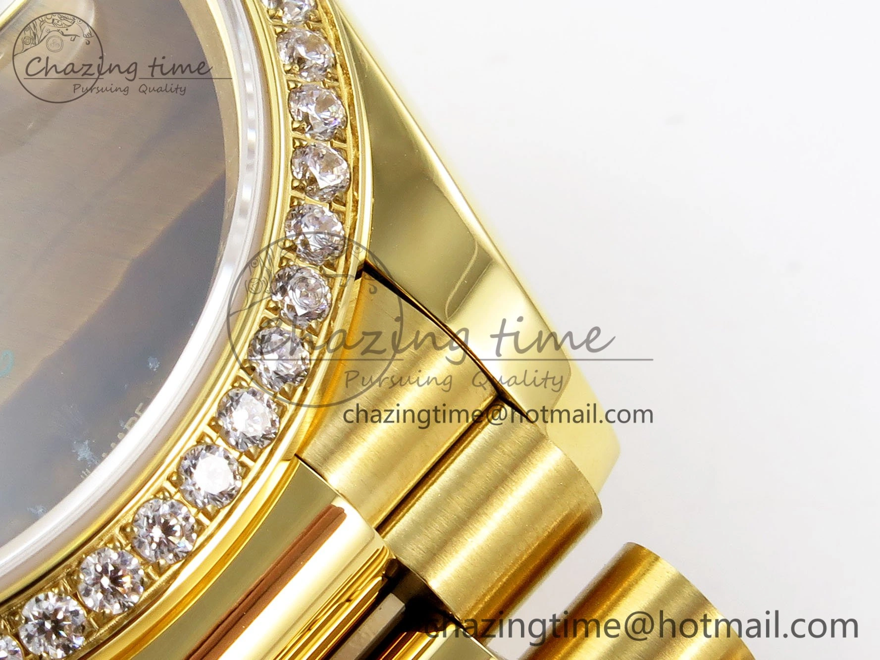 Sustainable Day Date 36 YG RAF 1:1 Best Edition Brown Oman Dial Diamonds Bezel on YG Bracelet A 1518