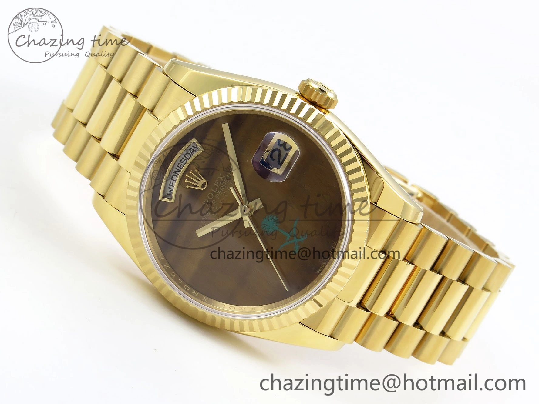 Durable Day Date 36 YG RAF 1:1 Best Edition Brown Oman Dial on YG Bracelet A 1520
