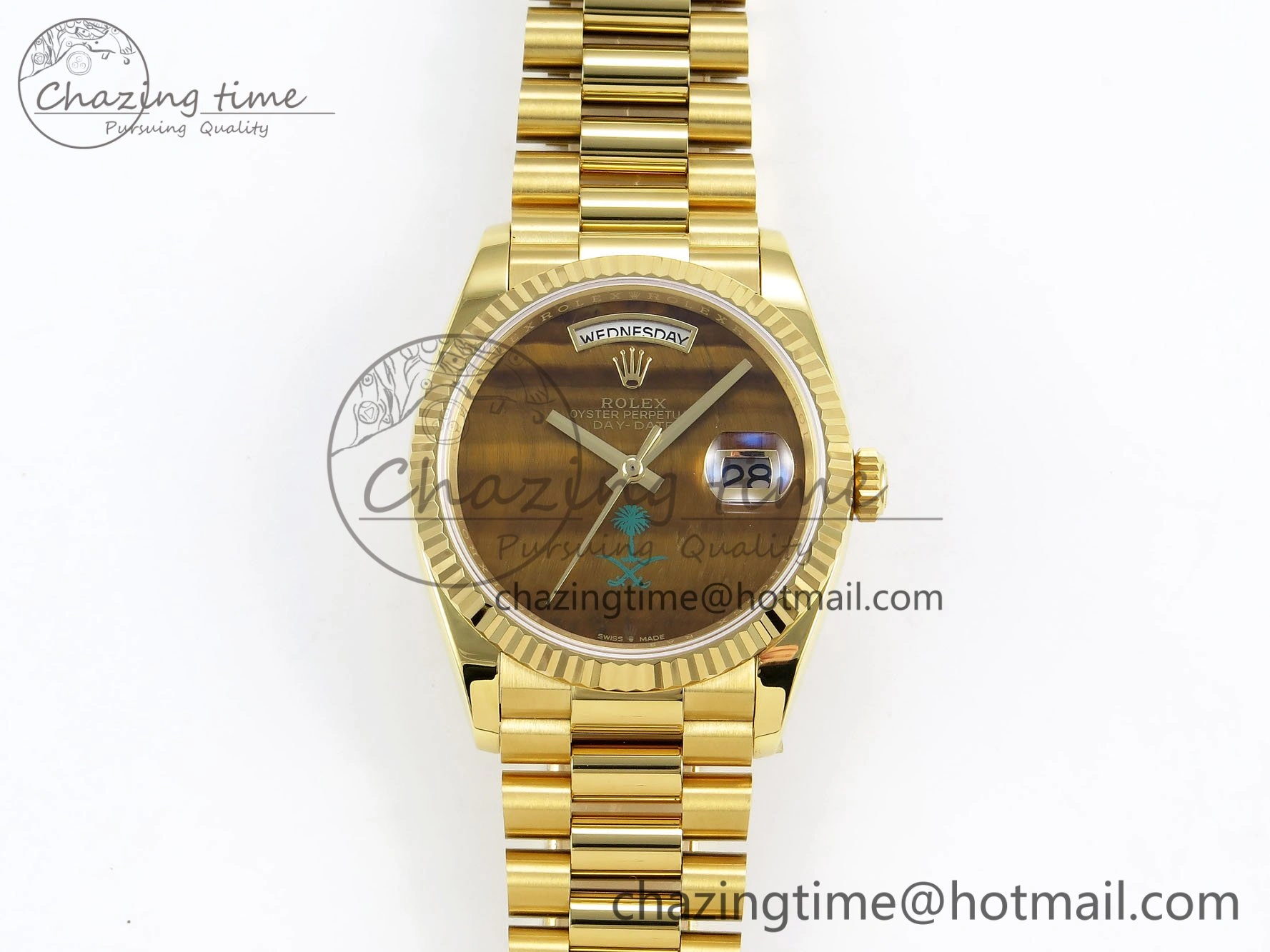 Durable Day Date 36 YG RAF 1:1 Best Edition Brown Oman Dial on YG Bracelet A 1520