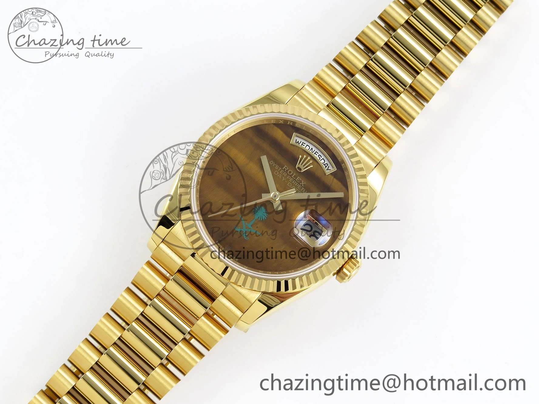 Durable Day Date 36 YG RAF 1:1 Best Edition Brown Oman Dial on YG Bracelet A 1520