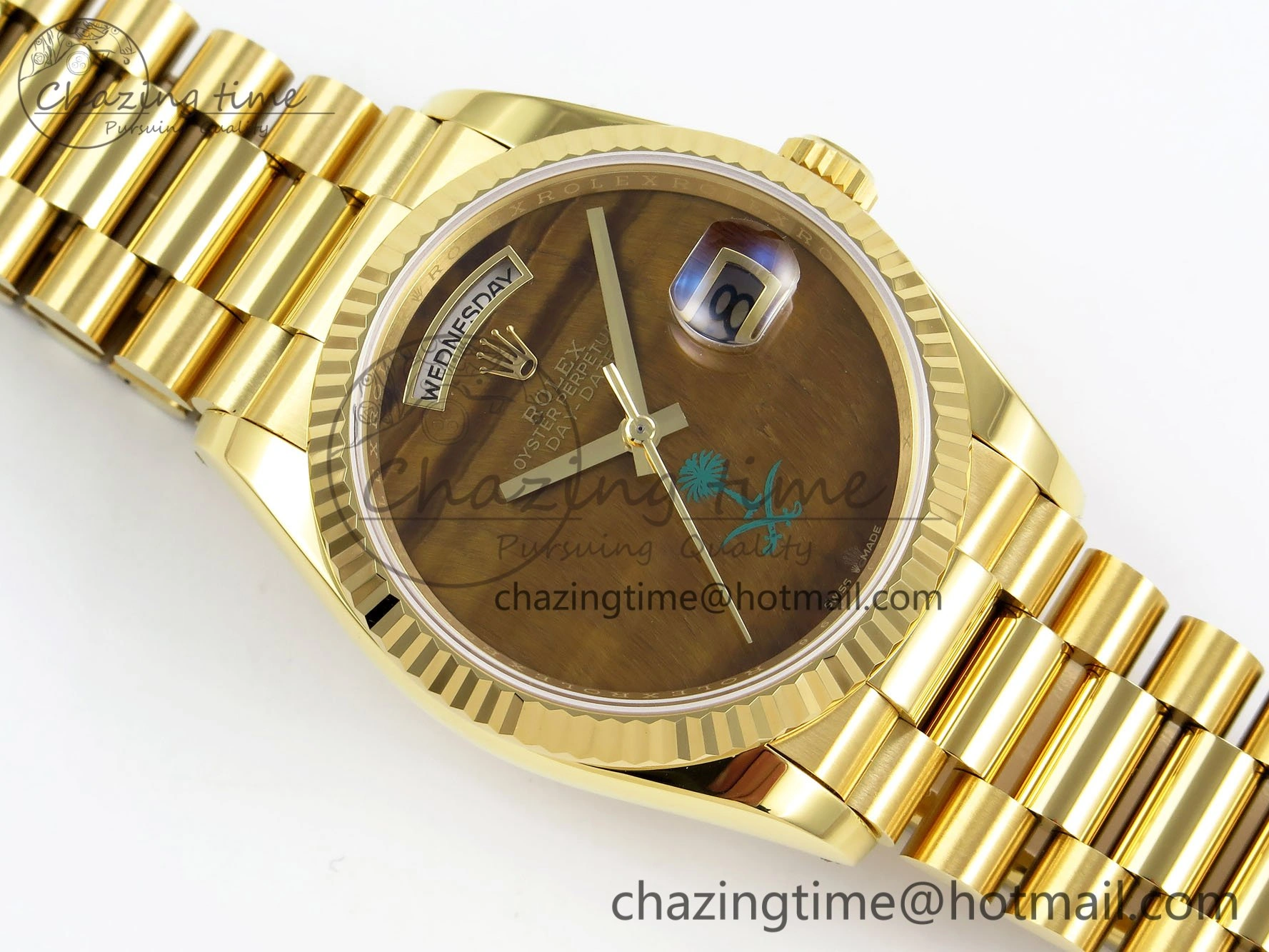 Durable Day Date 36 YG RAF 1:1 Best Edition Brown Oman Dial on YG Bracelet A 1520
