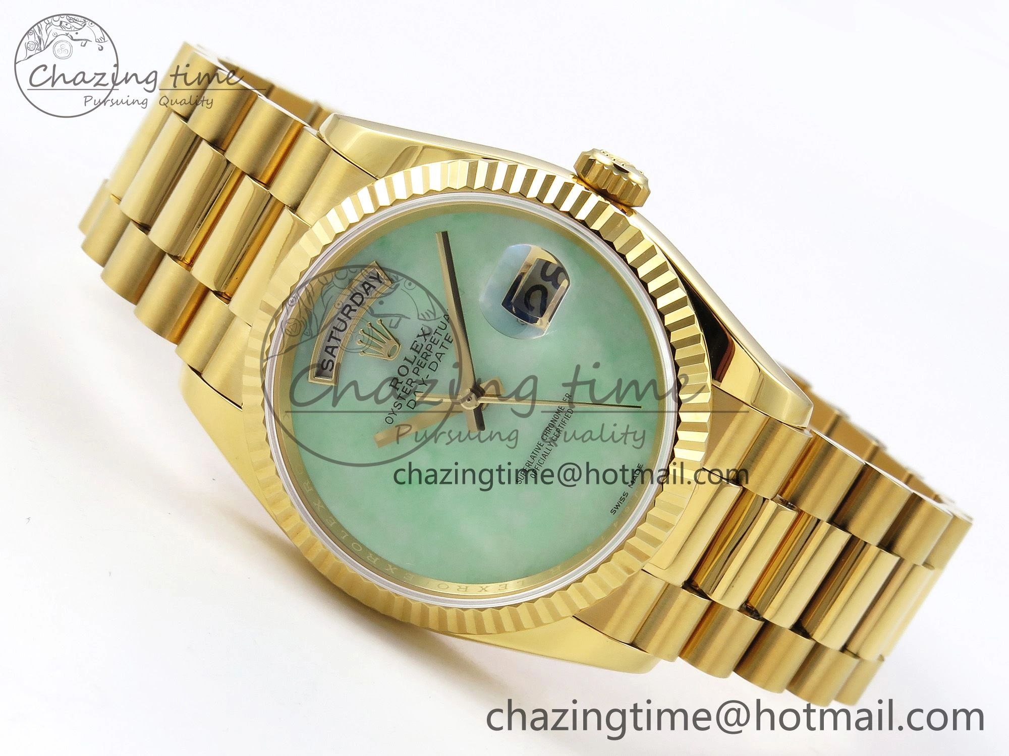 Day Date 36 YG RAF 1:1 Best Edition Green Stone Dial on YG Bracelet A Casual 1292