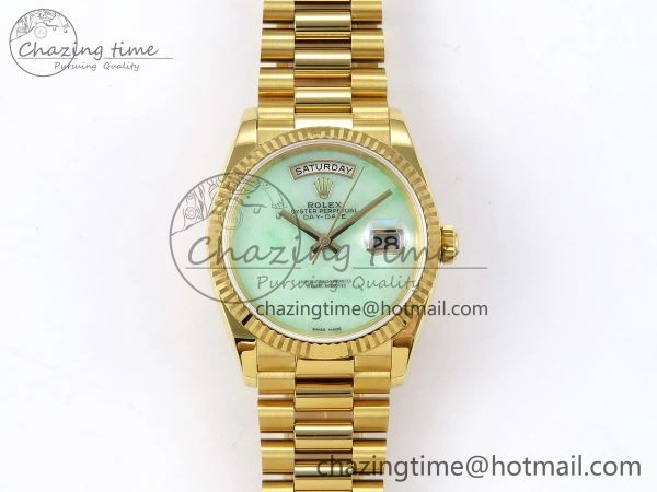 Day Date 36 YG RAF 1:1 Best Edition Green Stone Dial on YG Bracelet A Casual 1292