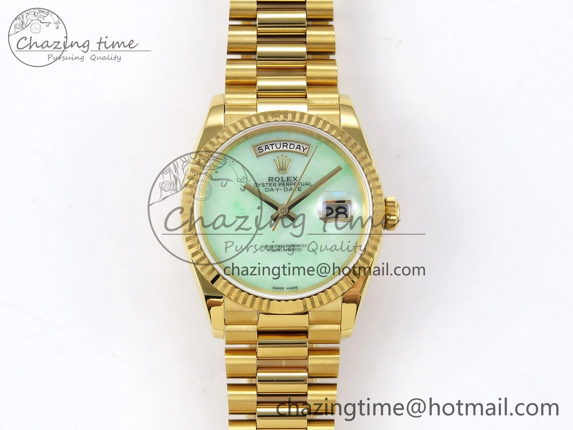 Day Date 36 YG RAF 1:1 Best Edition Green Stone Dial on YG Bracelet A Casual 1292