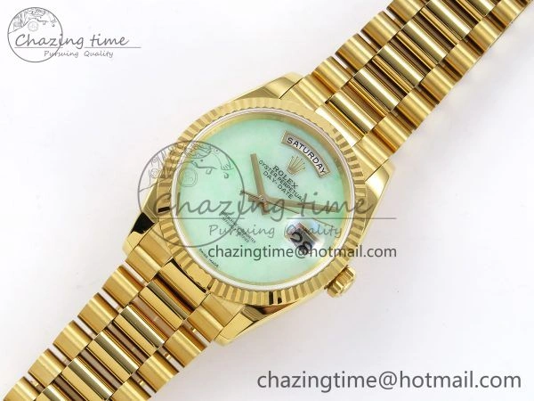 Day Date 36 YG RAF 1:1 Best Edition Green Stone Dial on YG Bracelet A Casual 1292