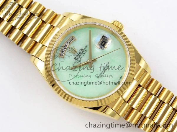 Day Date 36 YG RAF 1:1 Best Edition Green Stone Dial on YG Bracelet A Casual 1292