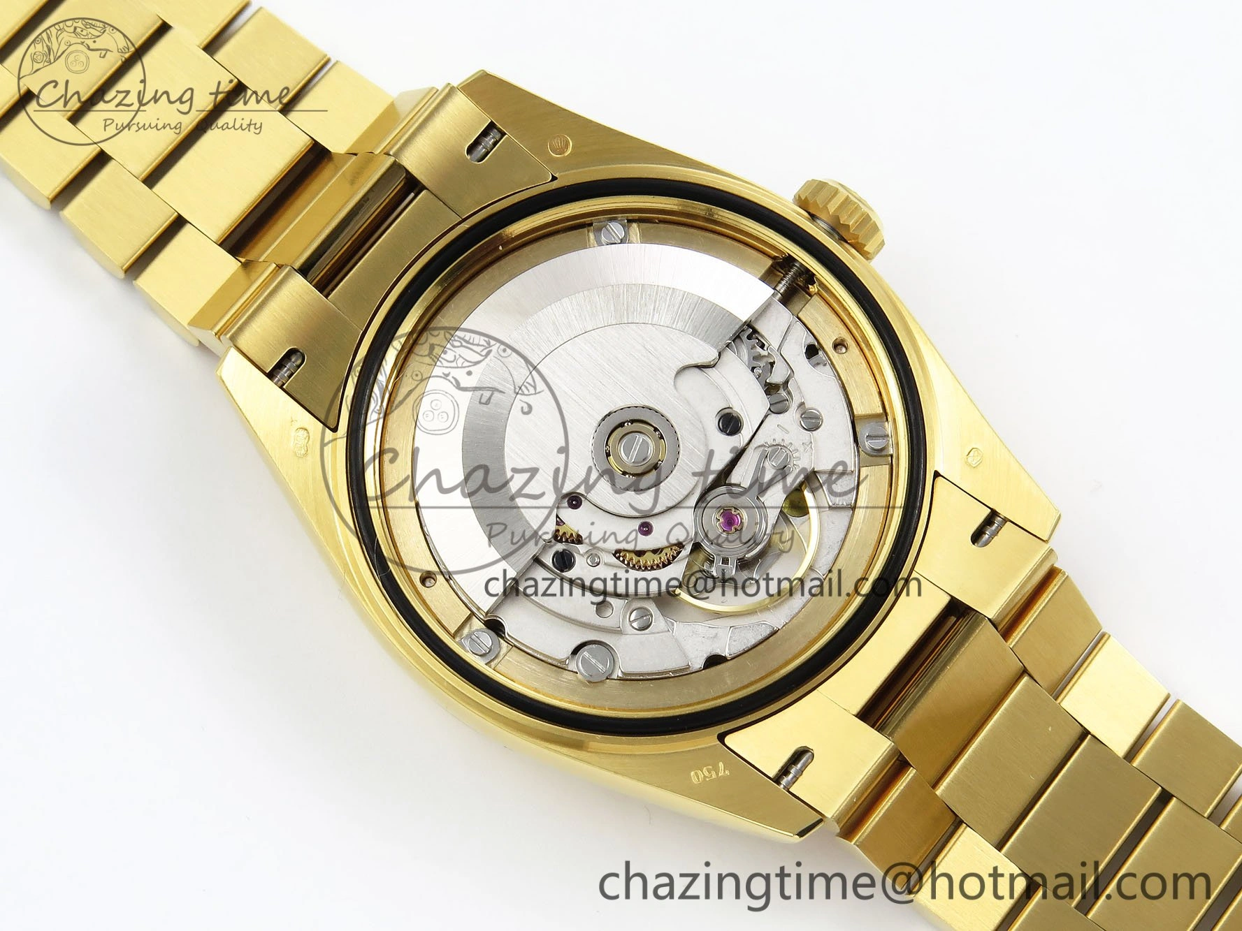 Reliable Day Date 36 YG RAF 1:1 Best Edition Green Stone Roman Dial Diamonds Bezel on YG Bracelet A 1523
