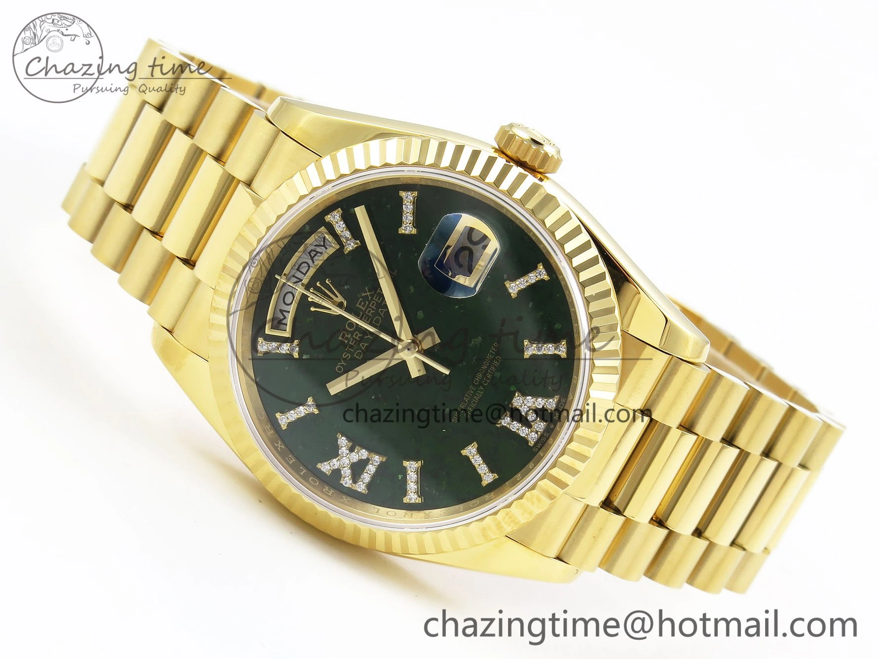 Day Date 36 YG RAF 1:1 Best Edition Green Stone Roman Dial on YG Bracelet A Tailored 1524
