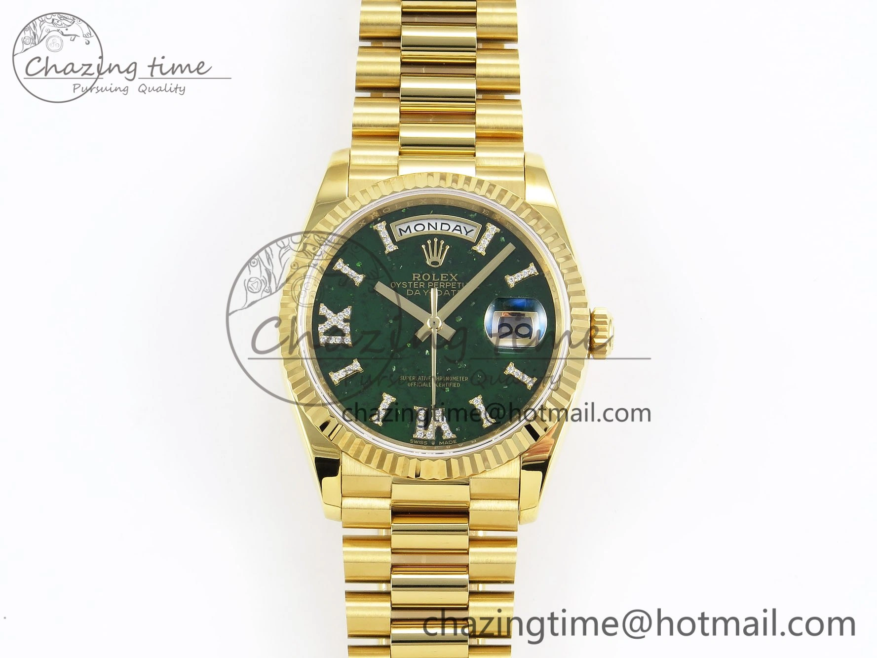 Day Date 36 YG RAF 1:1 Best Edition Green Stone Roman Dial on YG Bracelet A Tailored 1524