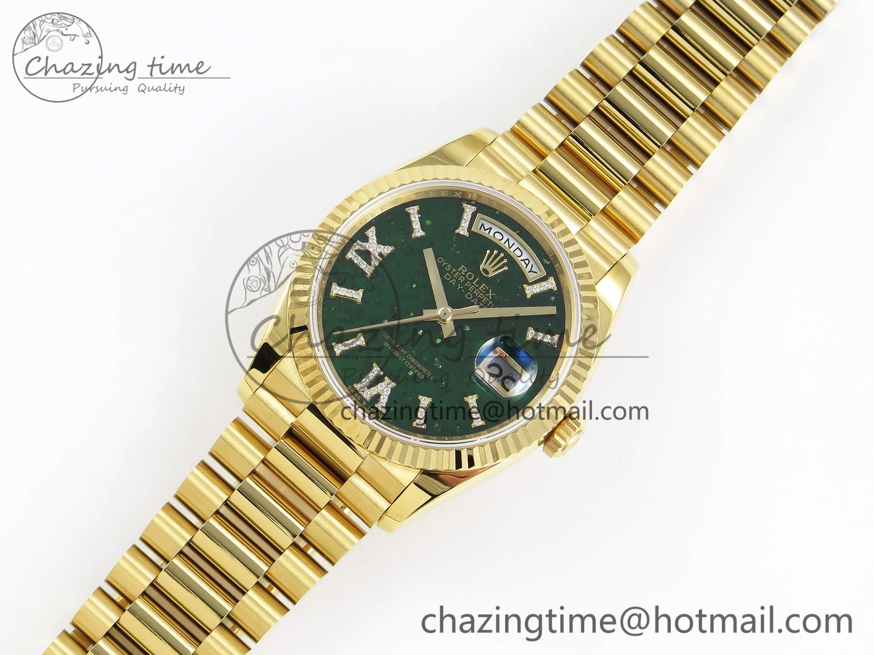 Day Date 36 YG RAF 1:1 Best Edition Green Stone Roman Dial on YG Bracelet A Tailored 1524