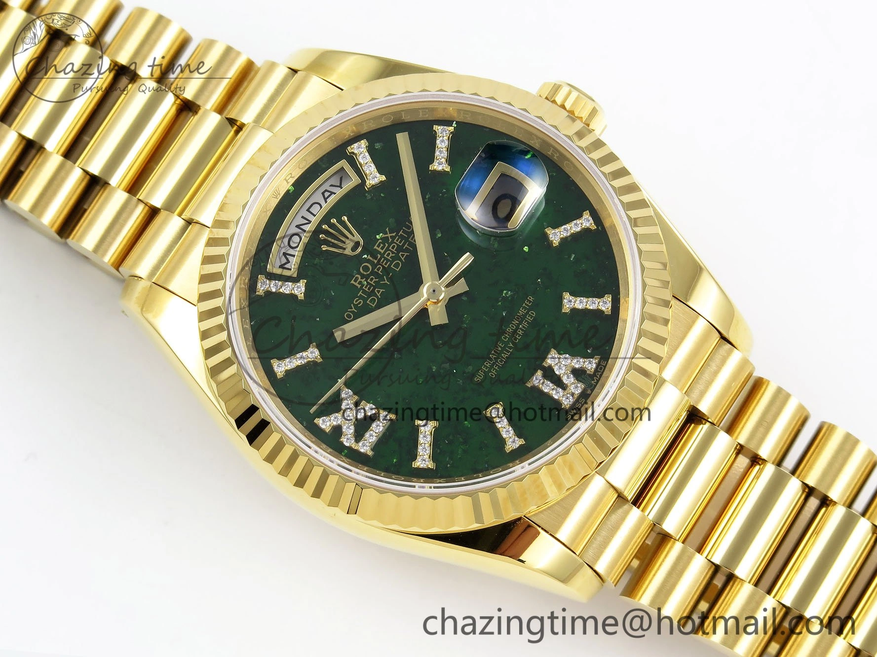 Day Date 36 YG RAF 1:1 Best Edition Green Stone Roman Dial on YG Bracelet A Tailored 1524