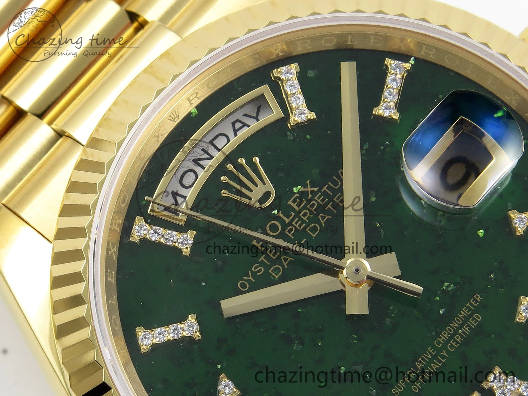Day Date 36 YG RAF 1:1 Best Edition Green Stone Roman Dial on YG Bracelet A Tailored 1524