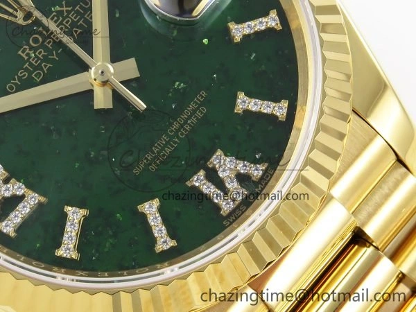 Day Date 36 YG RAF 1:1 Best Edition Green Stone Roman Dial on YG Bracelet A Tailored 1524