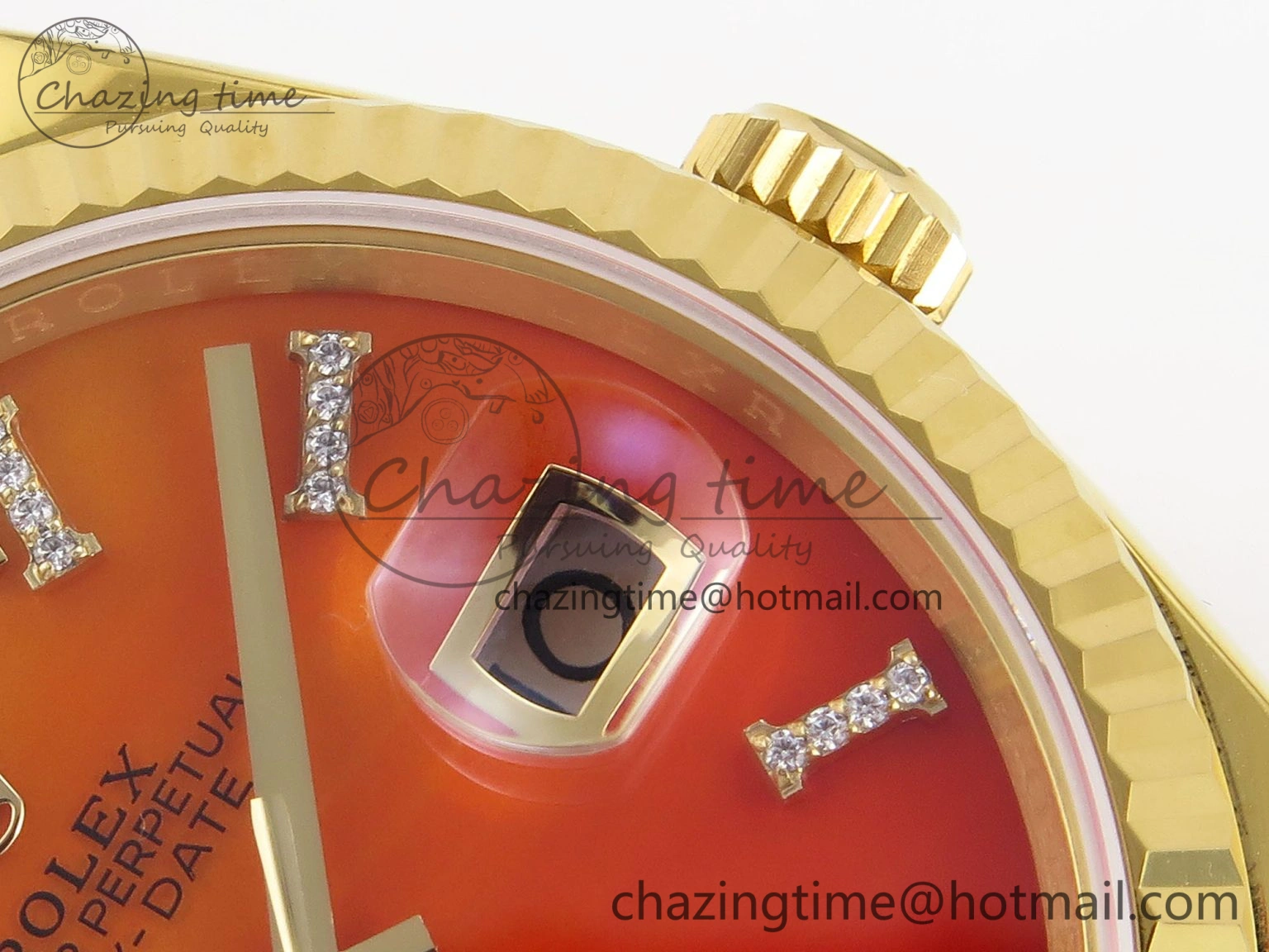 Breathable Day Date 36 YG RAF 1:1 Best Edition Red Carnelian Dial on YG Bracelet A 1850