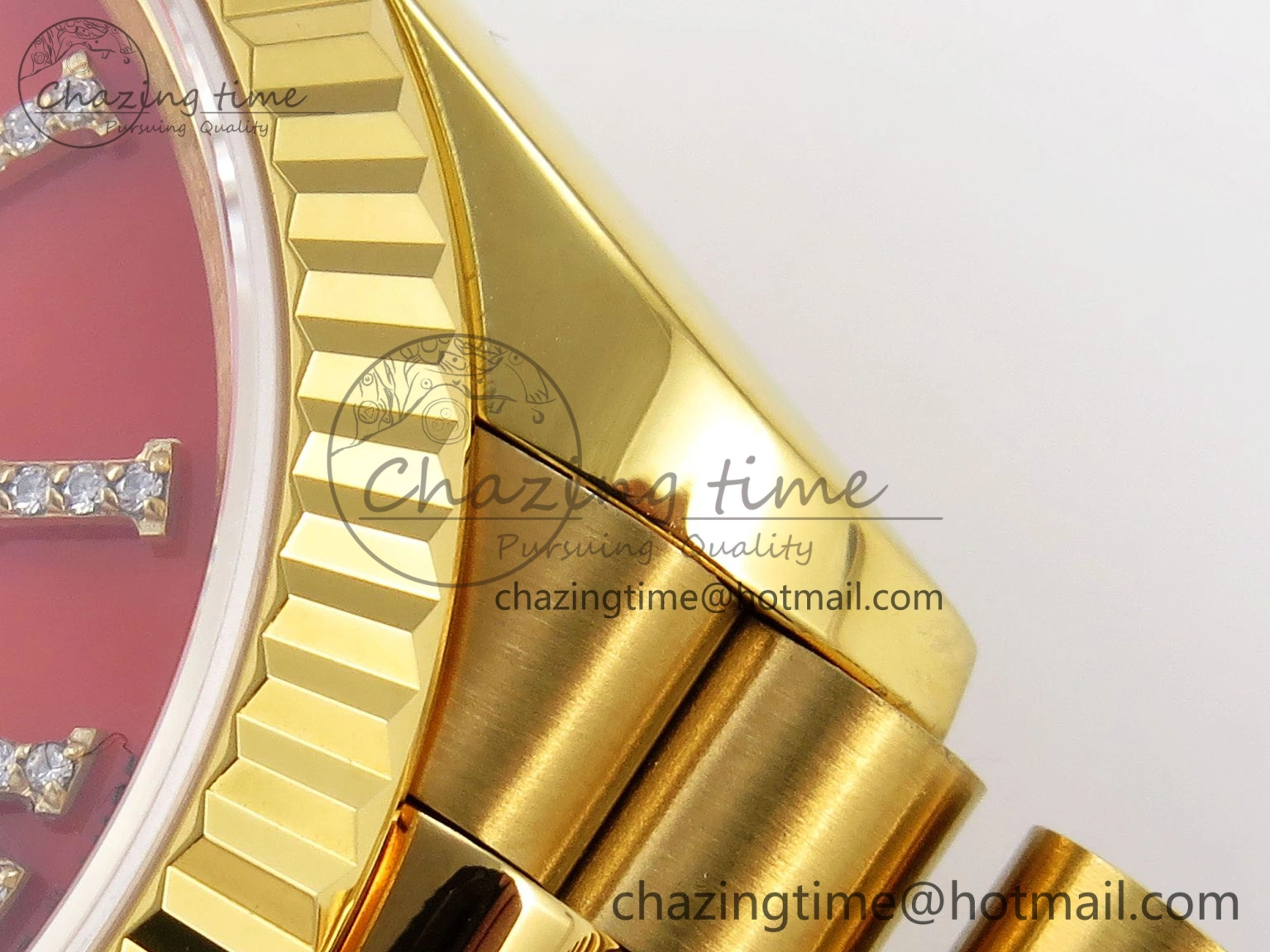 Breathable Day Date 36 YG RAF 1:1 Best Edition Red Carnelian Dial on YG Bracelet A 1850