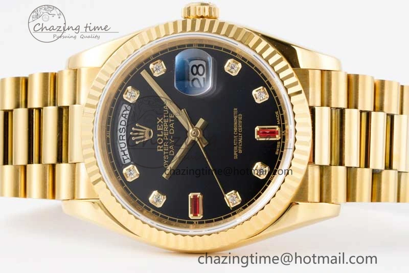 Attractive Day Date 36 YG RAF Best Edition Black Diamonds on YG Bracelet A 2018