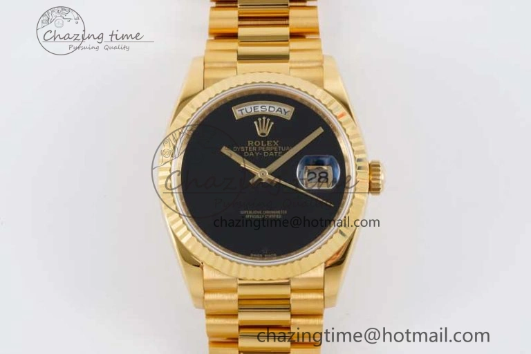 FashionForward Day Date 36 YG RAF Best Edition Black No Marker on YG Bracelet A 2019