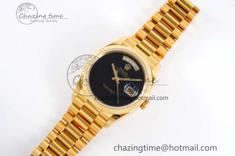 FashionForward Day Date 36 YG RAF Best Edition Black No Marker on YG Bracelet A 2019