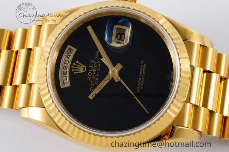 FashionForward Day Date 36 YG RAF Best Edition Black No Marker on YG Bracelet A 2019