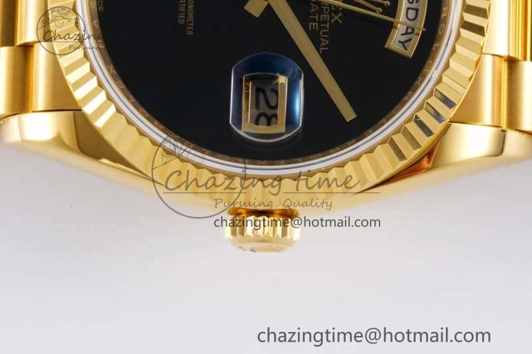 FashionForward Day Date 36 YG RAF Best Edition Black No Marker on YG Bracelet A 2019