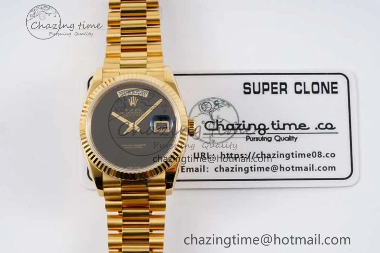 FashionForward Day Date 36 YG RAF Best Edition Black No Marker on YG Bracelet A 2019