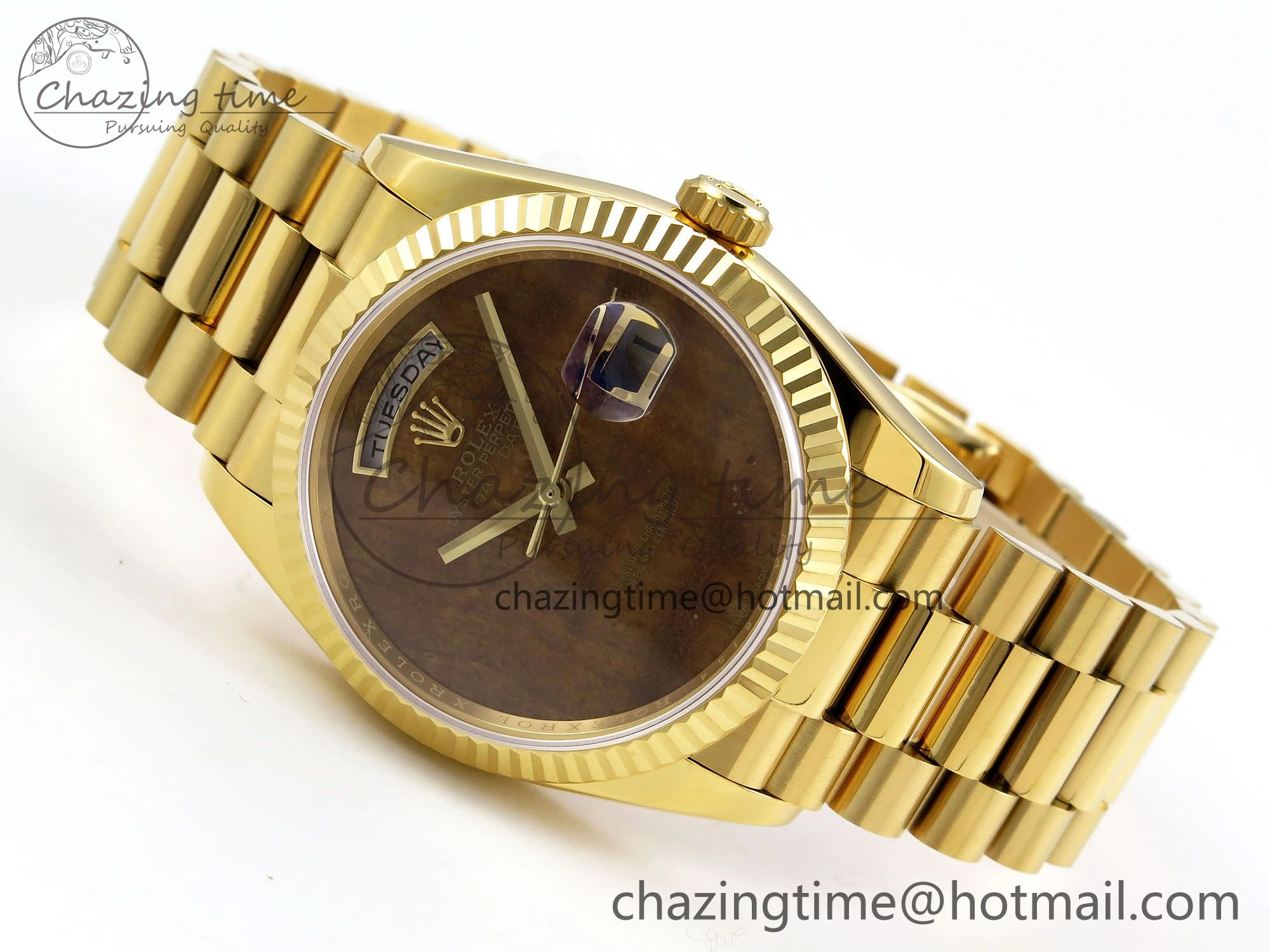 Day Date 36 YG RAF Best Edition Brown Wave Dial on YG Bracelet A FashionForward 1383