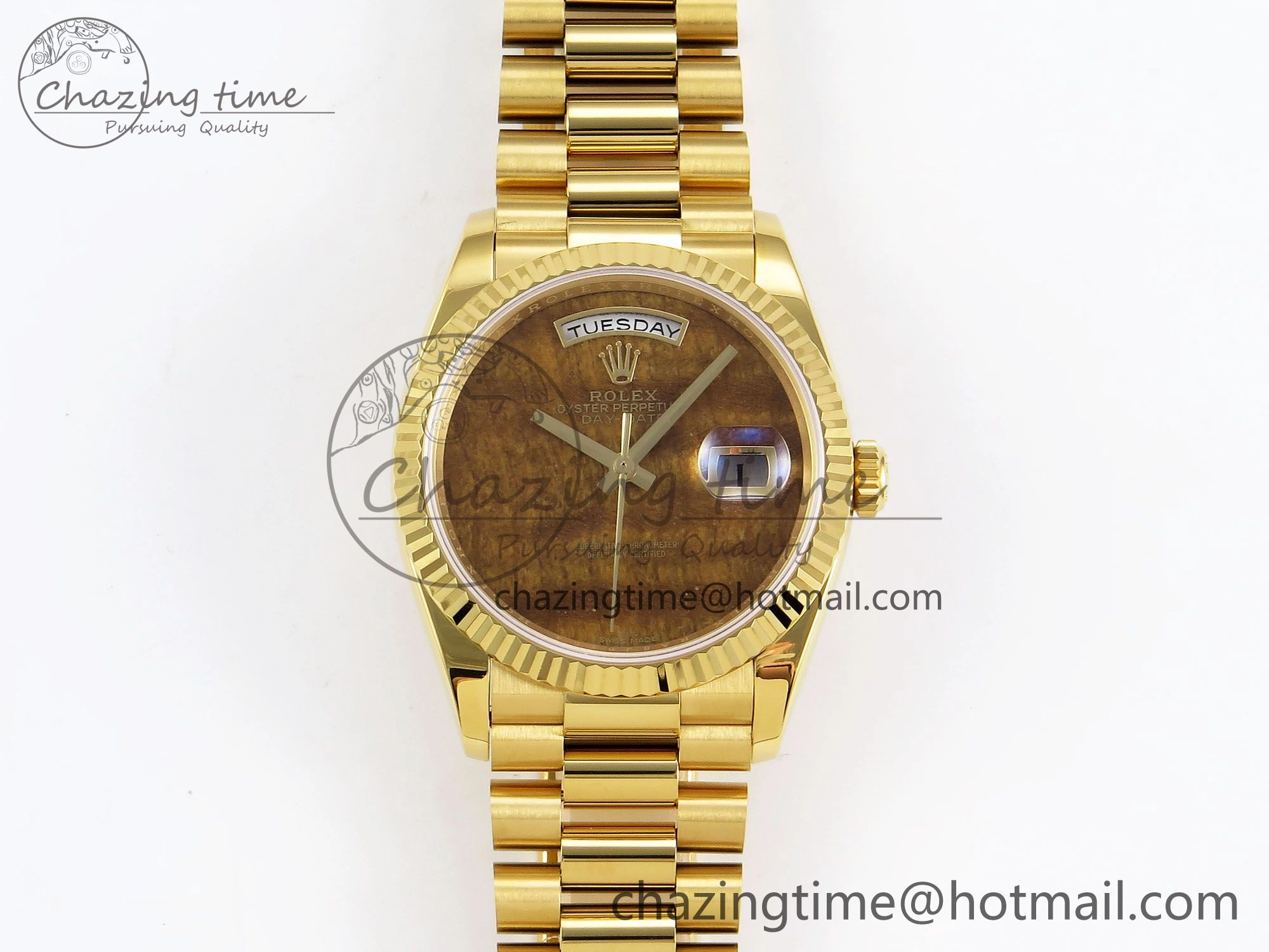 Day Date 36 YG RAF Best Edition Brown Wave Dial on YG Bracelet A FashionForward 1383