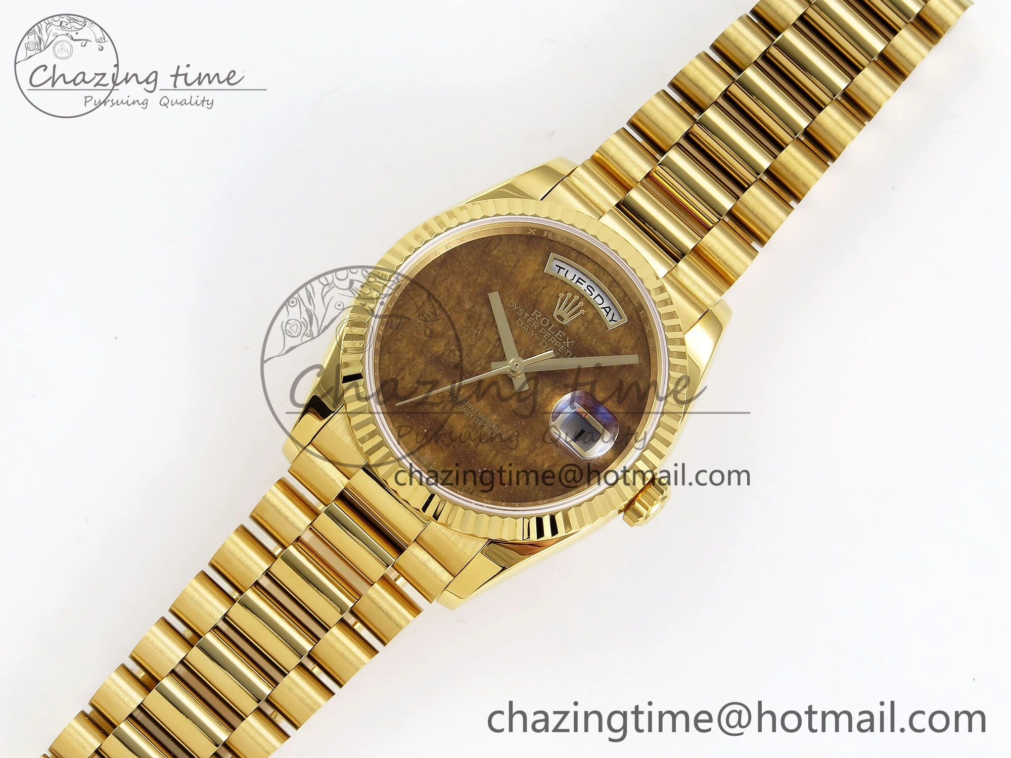 Day Date 36 YG RAF Best Edition Brown Wave Dial on YG Bracelet A FashionForward 1383