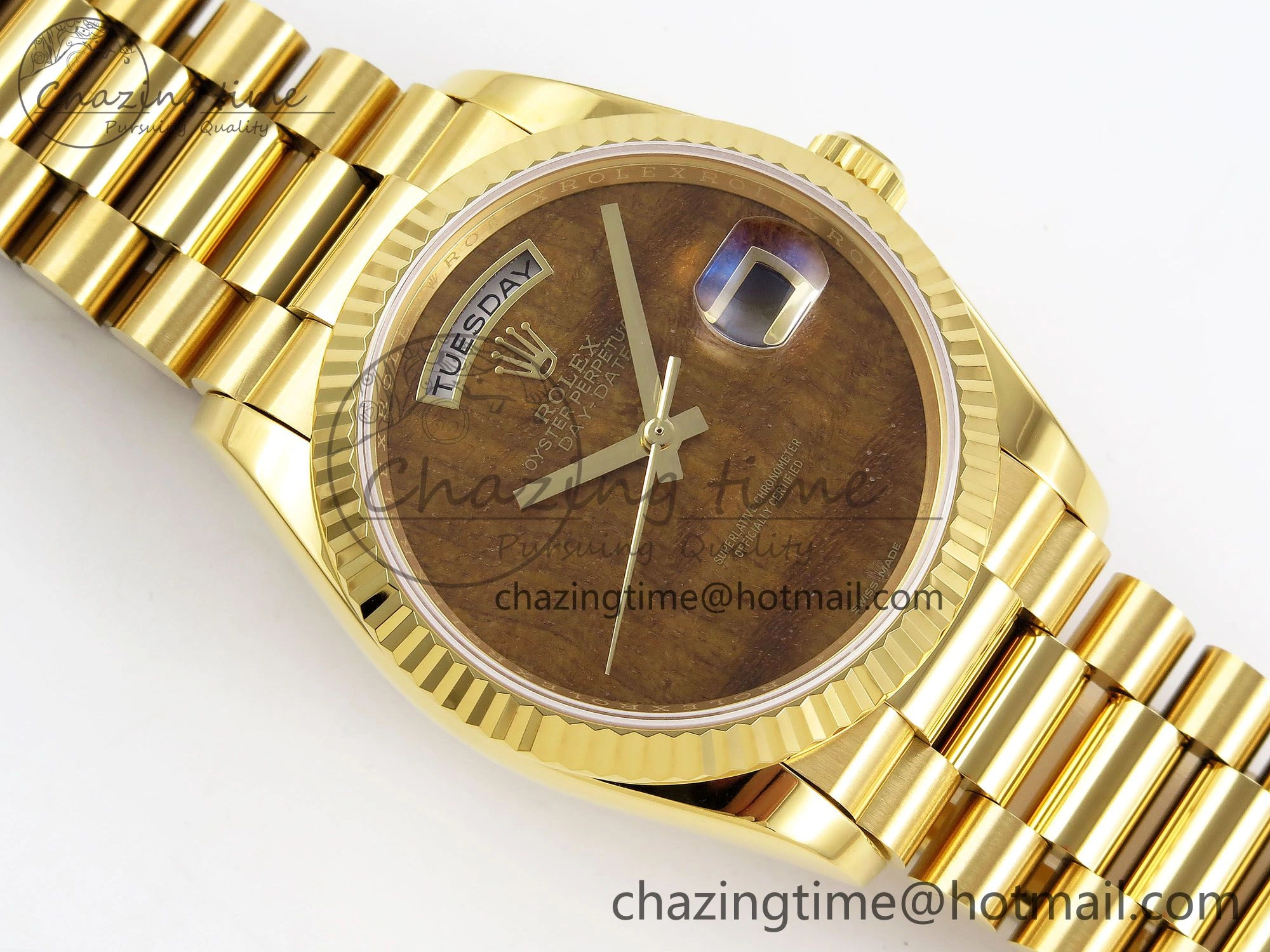 Day Date 36 YG RAF Best Edition Brown Wave Dial on YG Bracelet A FashionForward 1383