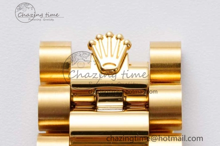 Stretchable Day Date 36 YG RAF Best Edition Brown Wave Dial on YG Bracelet A 2023