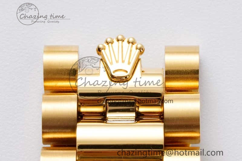 Stretchable Day Date 36 YG RAF Best Edition Brown Wave Dial on YG Bracelet A 2023