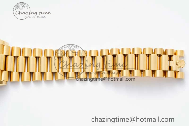 Stretchable Day Date 36 YG RAF Best Edition Brown Wave Dial on YG Bracelet A 2023