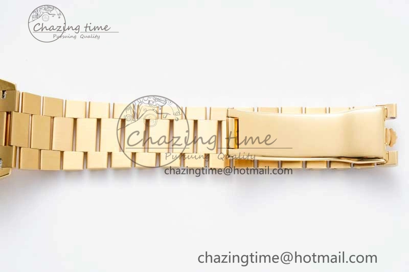 Stretchable Day Date 36 YG RAF Best Edition Brown Wave Dial on YG Bracelet A 2023